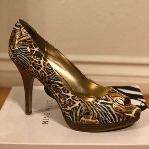 Animal print heeled sandals